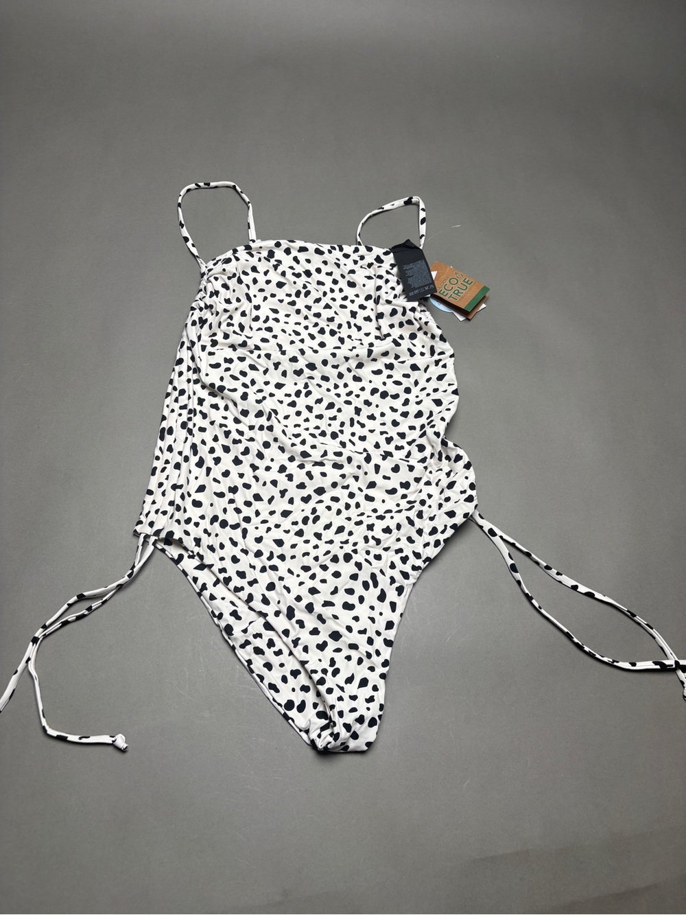 Volcom White One-Piece Swimsuit with Black Spot Print